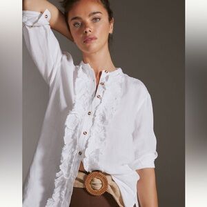 Pilcro Ruffled Placket Shirt